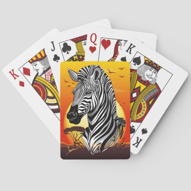 Zebra African Savanna Wild Animal Playing Cards (Back)