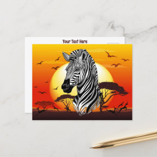 Zebra African Savanna Wild Animal Postcard