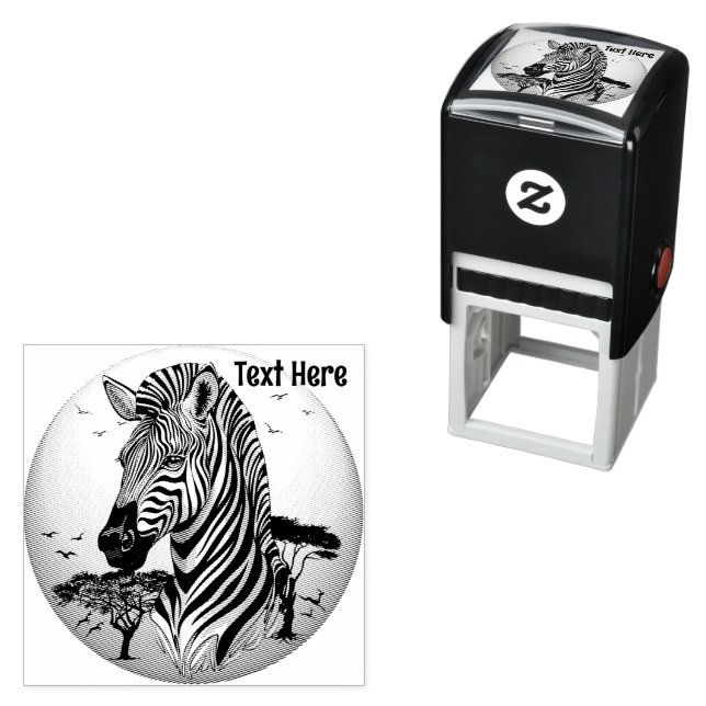 Zebra African Savanna Wild Animal Self-inking Stamp (In Situ)