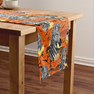 Zebra African Savanna Wild Animal Short Table Runner