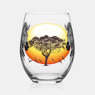 Zebra African Savanna Wild Animal Stemless Wine Glass