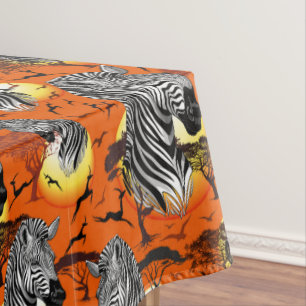 Zebra African Savanna Wild Animal Tablecloth