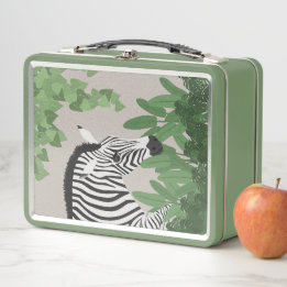Zebra amongst Leaves Metal Lunch Box