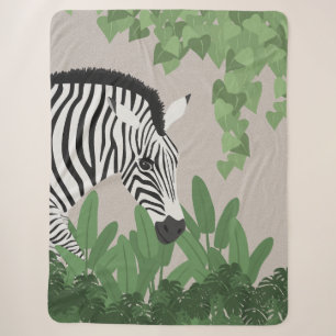 Zebra amongst Leaves Sherpa Blanket