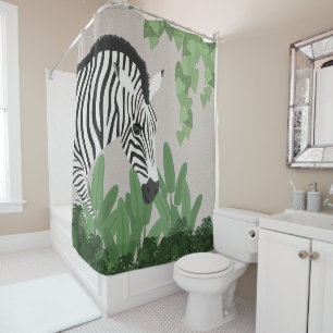 Zebra amongst Leaves Shower Curtain
