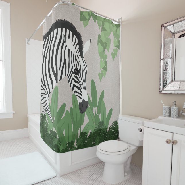Zebra amongst Leaves Shower Curtain (In Situ)