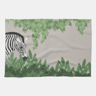 Zebra amongst Leaves Tea Towel