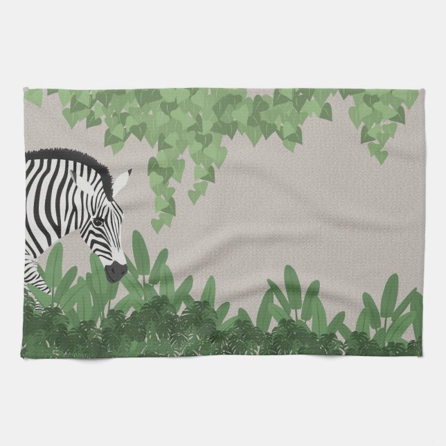 Zebra amongst Leaves Tea Towel (Horizontal)