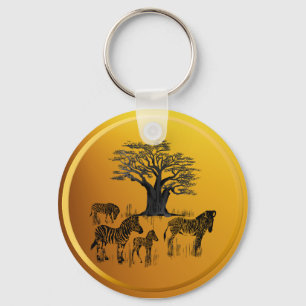 Zebra and Baobab Tree Keychain