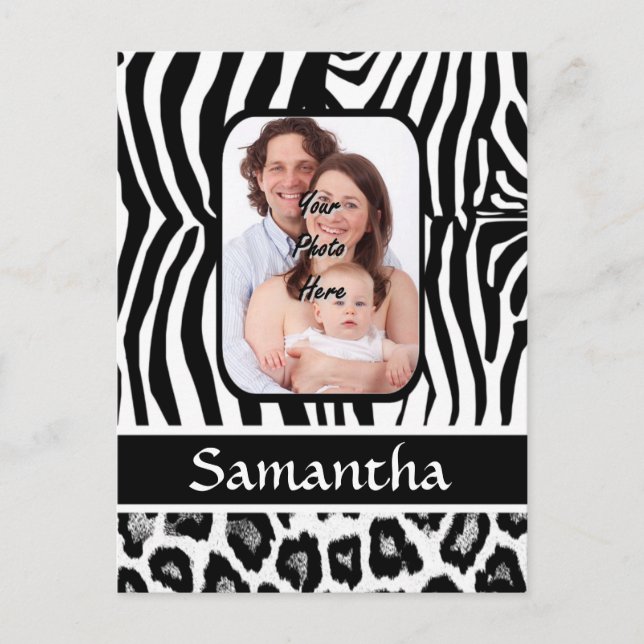 Zebra and cheetah print postcard (Front)