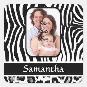 Zebra and cheetah print square sticker