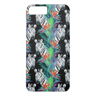 Zebra And Exotic Flowers Pattern iPhone 8 Plus/7 Plus Case