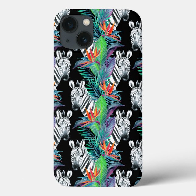 Zebra And Exotic Flowers Pattern Case-Mate iPhone Case (Back)