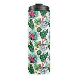 Zebra and flamingos thermal tumbler