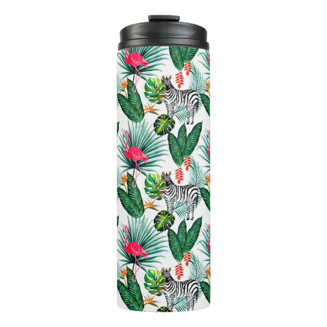 Zebra and flamingos thermal tumbler (Front)