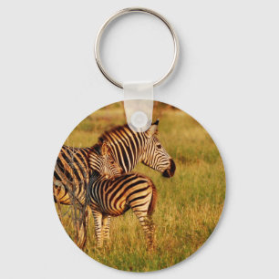 Zebra and foal - safari animals keyrings