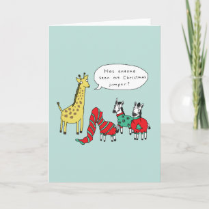 Zebra and Giraffe Christmas Card   Classic Comic