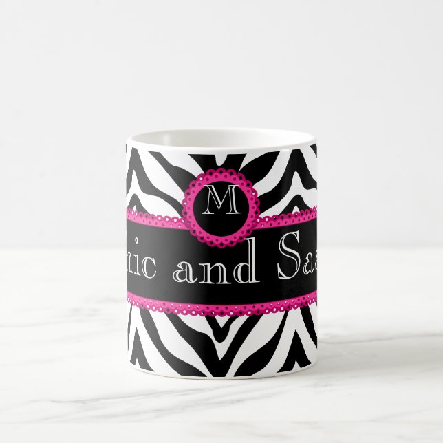 Zebra and Lace Chic and Sassy Monogram Coffee Mug (Center)