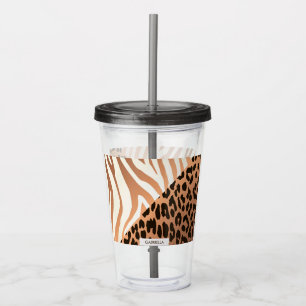 Zebra and Leopard Print Acrylic Tumbler