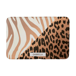 Zebra and Leopard Print Bath Mat