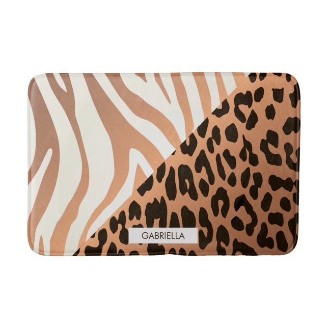 Zebra and Leopard Print Bath Mat (Front)