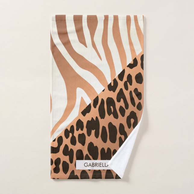 Zebra and Leopard Print Bath Towel Set (Hand Towel)
