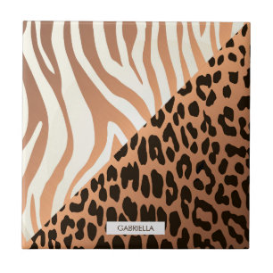 Zebra and Leopard Print Ceramic Tile