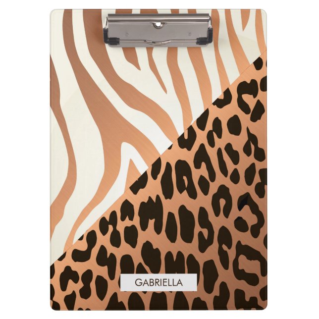 Zebra and Leopard Print Clipboard (Front)