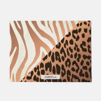 Zebra and Leopard Print Doormat