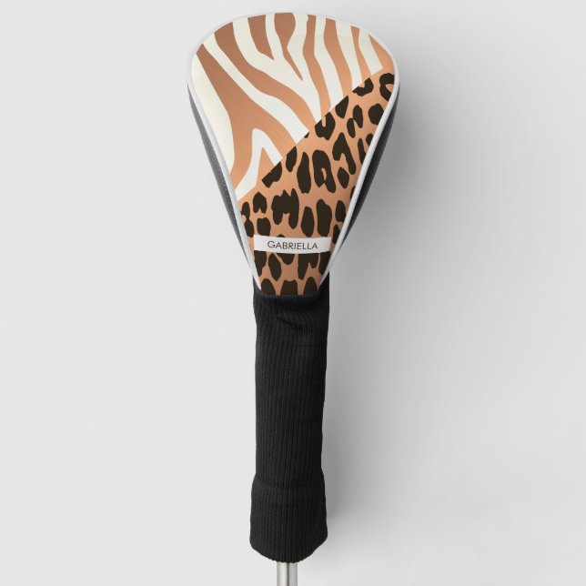Zebra and Leopard Print Golf Head Cover (Front)