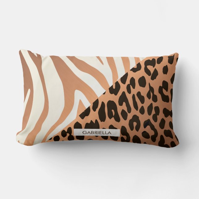 Zebra and Leopard Print Lumbar Cushion (Front)