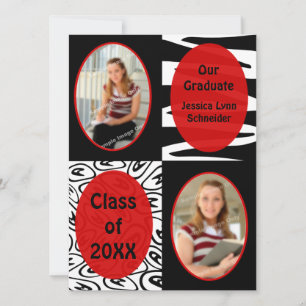 Zebra and Leopard Print Photo Graduation Invitation