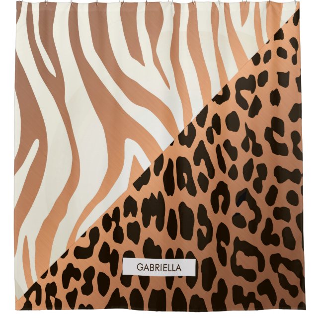 Zebra and Leopard Print Shower Curtain (Front)
