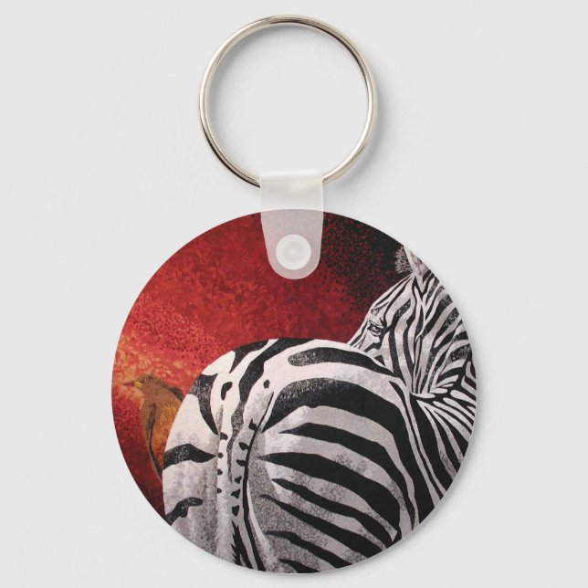 Zebra and Oxpecker Key Ring (Front)
