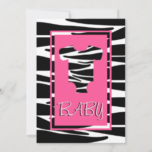 Zebra and Pink Baby Clothes Baby Shower Invitation