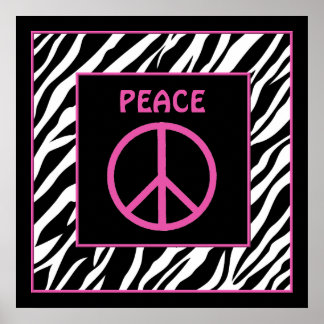 Zebra and Pink Peace Sign Wall Decor