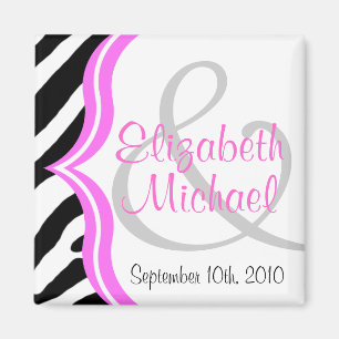Zebra and Pink Save the Date Magnet