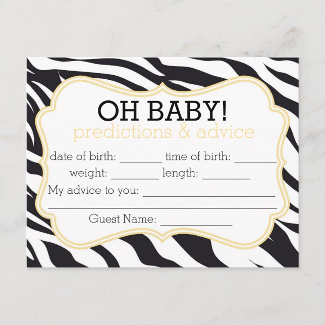 Zebra and Yellow Chevron Predictions & Advice Card (Front)