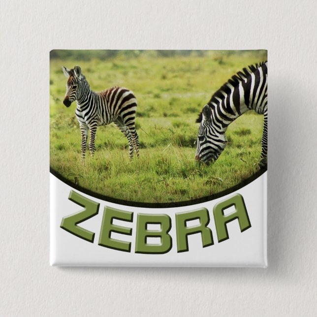 Zebra and zebra foal wildlife safari buttons badge (Front)