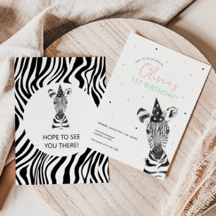 Zebra Animal Birthday Party Invitation