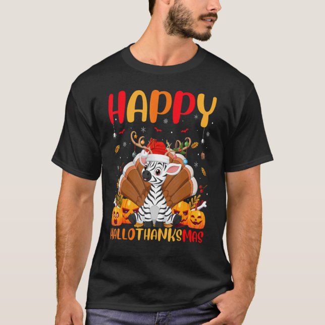 Zebra Animal   Happy Zebra Hellothanksmas T-Shirt (Front)