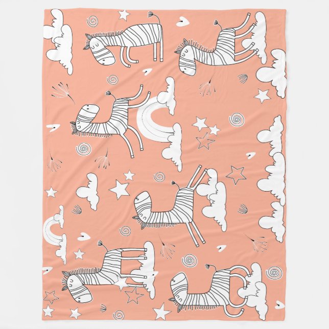Zebra Animal Line Set Fleece Blanket (Front)