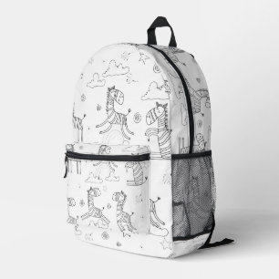 Zebra Animal Line Set Printed Backpack