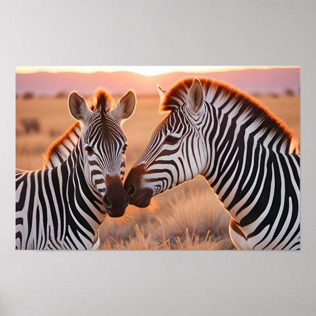 Zebra Animal Nature Wildlife Affection Caring Poster (Front)