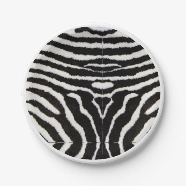 Zebra Animal Pattern Heart Valentine’s Day Paper Plate (Front)
