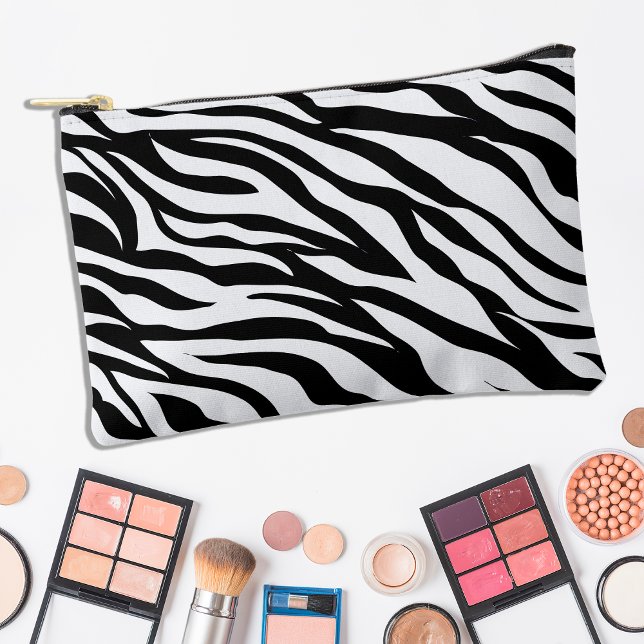 Zebra Animal Print Black and White Safari  Accessory Pouch (Creator Uploaded)