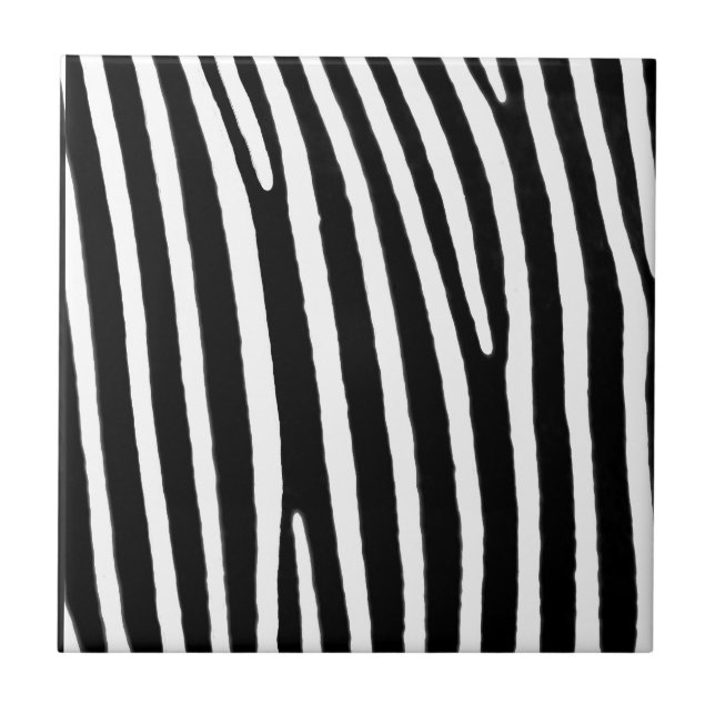 Zebra animal print,black-and-white Stripes. Ceramic Tile (Front)