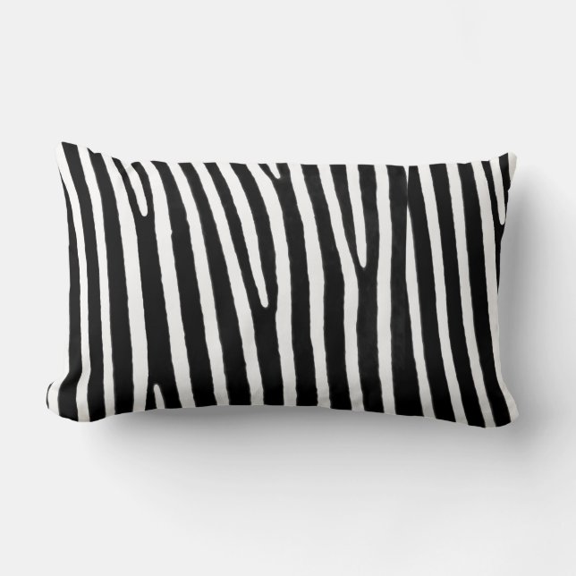 Zebra animal print,black-and-white Stripes. Lumbar Cushion (Front)