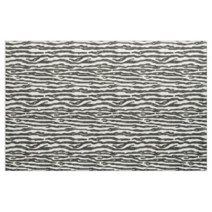 Zebra Animal Print Black Ecru Striped Pattern Fabric