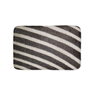 Zebra Animal Print Black & White Bath Mat
